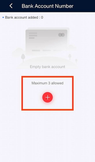 Step 1: select the plus icon to add a bank.